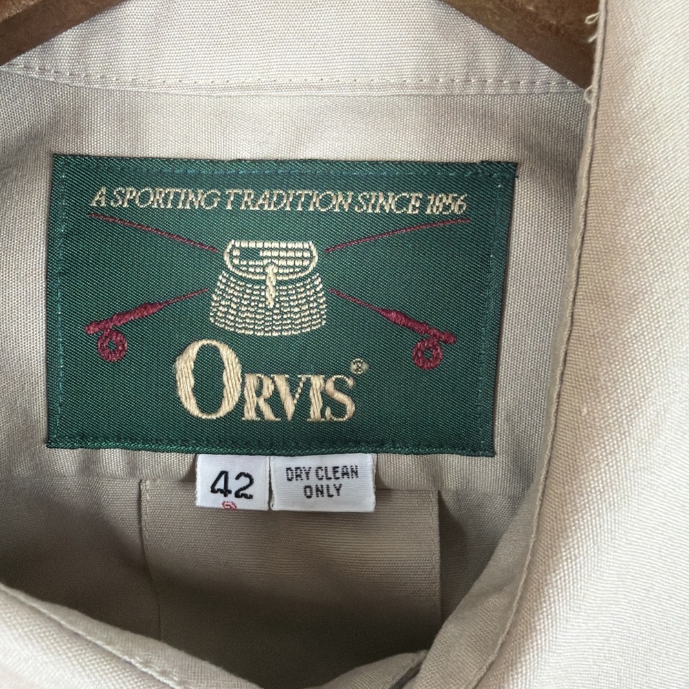 Orvis Safari Utility Jacket Mens 42 Tan Button Up Pockets (no belt) Outdoor - Picture 3 of 11